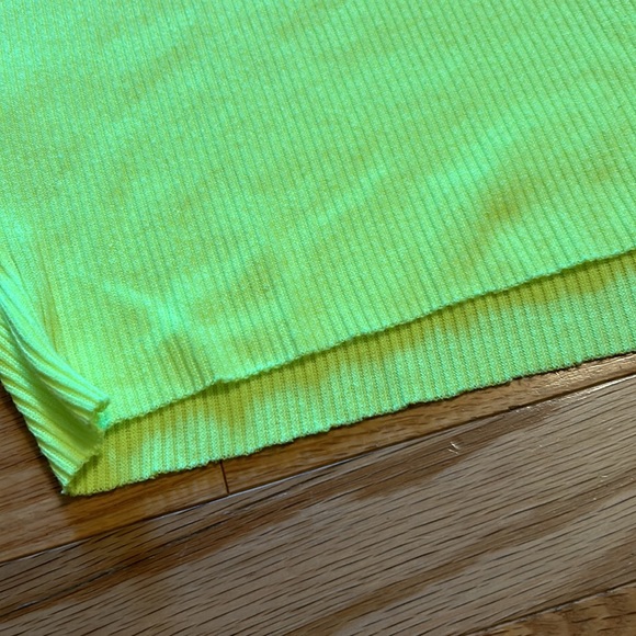 Highlighter yellow cropped dolman sleeve ribbed top. By la la land, size small. - Picture 3 of 5